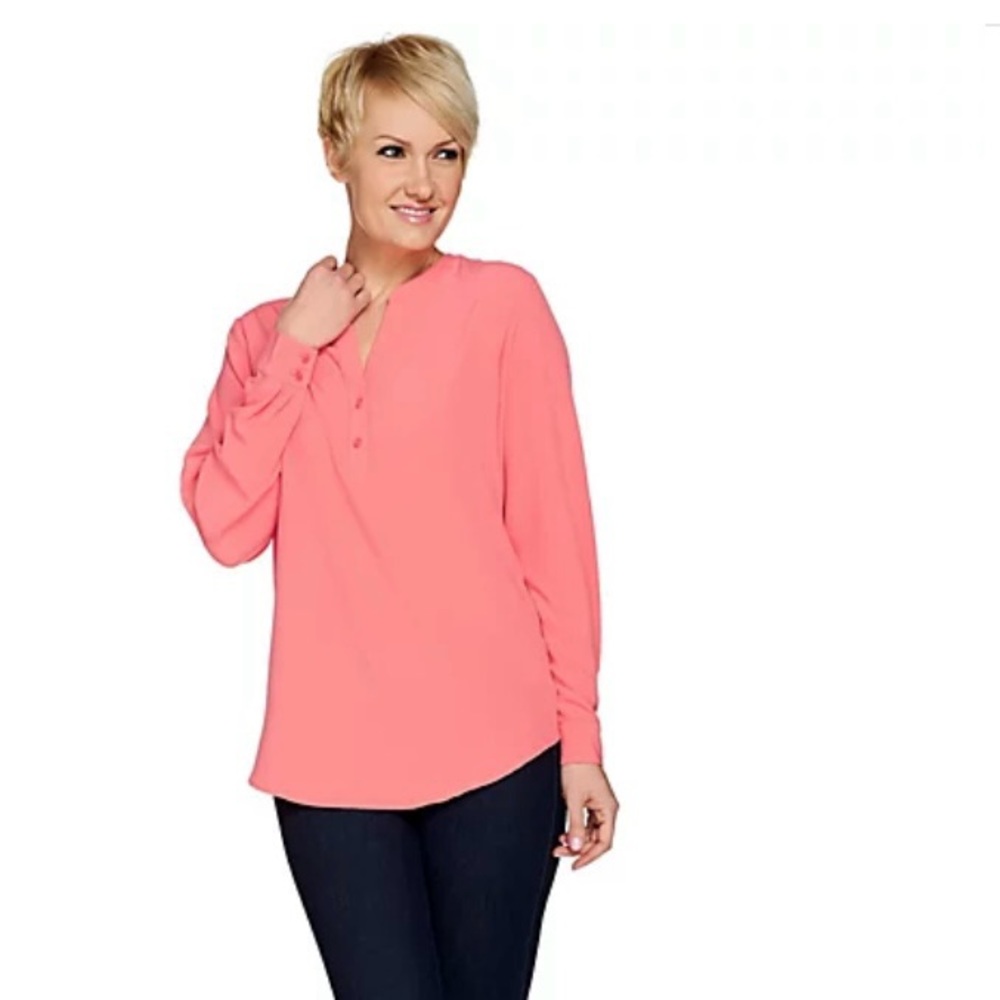 NEW Susan Graver Stretch Long Sleeve Tunic Blouse Top